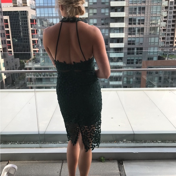 Bardot Hunter Green lace halter dress. Size 6. - Picture 2 of 7